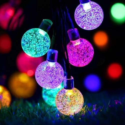 Oreunik Lichterkette Außen Solar,8 Modi 30LED Solarlichterkette Außen Wetterfest,7m Solar Lichterkette Outdoor,Lichterkette Kugeln für Balkon Gartendeko,Weihnachtsbeleuchtung Außen(30LED Bunt) von Oreunik