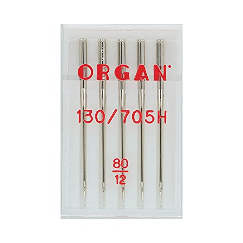 Organ Needles 5105080 Maschinennadeln, Silber, 80/12 Größe, 5 Count von Organ Needles