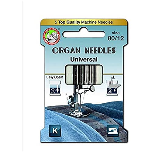 Organ Needles 5705080 Maschinennadeln, Stärke: 80, 80/12 Größe, 5 Count von Organ