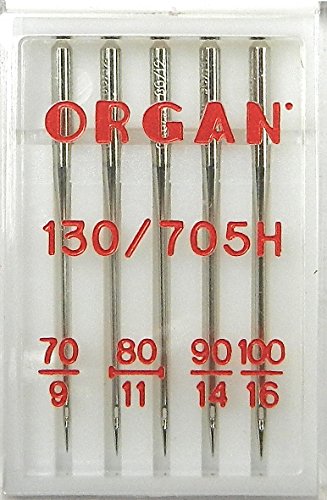 5 ORGAN Nähmaschinen Nadeln Universal Sortiment St. 70 / 80 / 90 / 100 (für System 130/705H) Haushaltsnähmaschinen von Organ