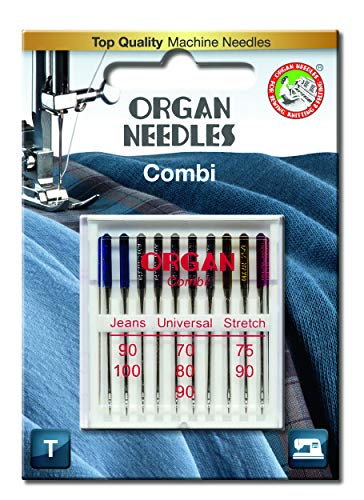 Organ 10 Jeans/Universal/Stretch Nähmaschinen Nadeln Sortiment (System 130/705) Stärke 70-100 von Organ
