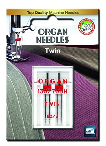 Organ Nähmaschinen-Doppelnadeln, Größe 80/3, passend für Brother Singer, Universal von Organ