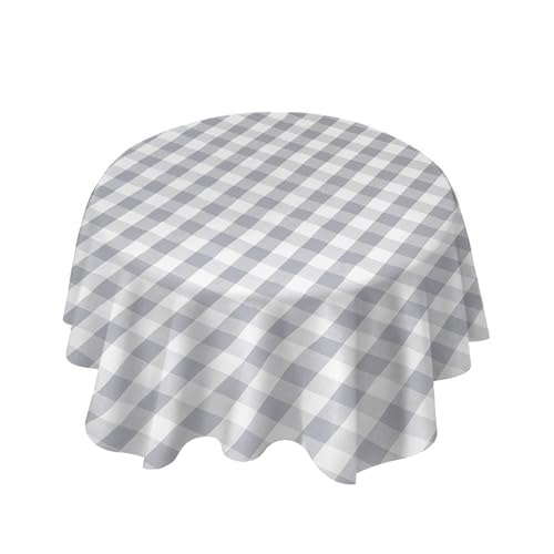 Tischdecke, Baumwolle, rund, kariert, Grau von Organic Cotton Mart