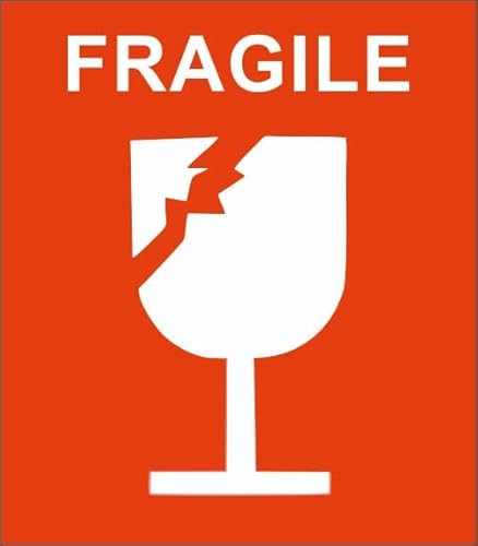 Fragile Aufkleber – 500 Etiketten pro Rolle – Rot/Weiß – Selbstklebend – Warnetiketten für Versand, Pakete, Kisten, zerbrechliche Ware, KARGO, Lager (7x8cm) von Orgingift