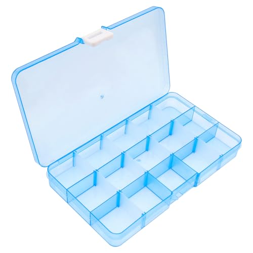 OriGlam 1 Stück 17 x 10 cm Kunststoff-Organizer-Aufbewahrungsbox mit verstellbaren Trennwänden, Schmuck-Aufbewahrungsbox für Bürobedarf, Perlen, Handwerk, Angelzubehör (blau) von OriGlam