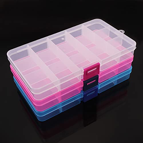 OriGlam 1 x Aufbewahrungsbox aus Kunststoff mit verstellbaren Trennwänden, Schmuck-Aufbewahrungsbehälter für Bürobedarf, Perlen, Kunsthandwerk, Angelzubehör (Pink) von OriGlam