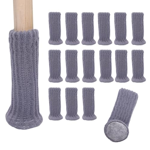 Möbelsocken, 24 Stück Stuhlsocken für Runde Stuhlbeine, Gestrickte rutschfeste Elastische Stuhlbeinkappen mit Filz, Möbel Bodenschutz für Möbelbeine mit Umfang von 6 bis 18 cm (Grau, 7x4cm) von Oridaceae