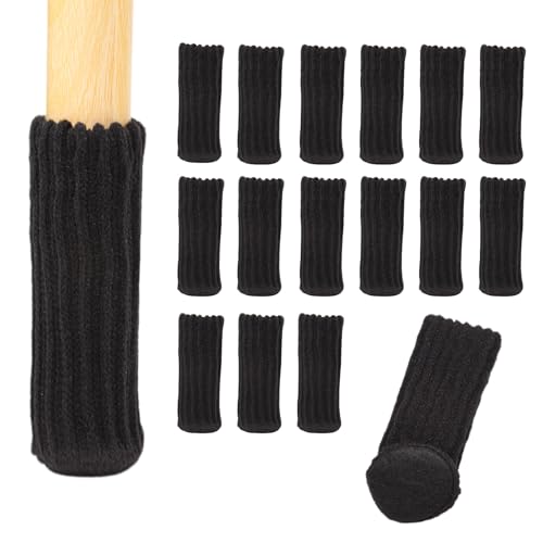 Möbelsocken, 24 Stück Stuhlsocken für Runde Stuhlbeine, Gestrickte rutschfeste Elastische Stuhlbeinkappen mit Filz, Möbel Bodenschutz für Möbelbeine mit Umfang von 6 bis 18 cm (Schwarz, 7x4cm) von Oridaceae