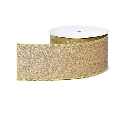 Schleifenband Gold mit Draht, Glitzer Geschenkband mit Drahtkante Hochzeit Weihnachten, Weihnachtsband 38mm Breit, 9 Meter Lang, Party Bänder Basteln Dekorieren Geschenkverpackung von Oridaceae