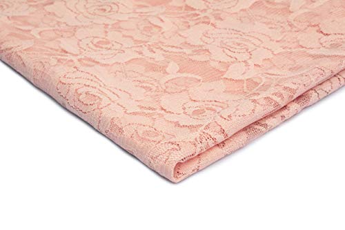 Elastischer Spitzenstrick, Spitzenstoff, Blumenmuster, Rosenmuster 50 x 150 m (Puderrosa) von Orient Fashion