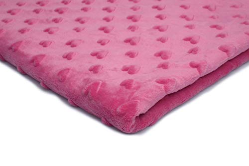 Minkee flauschiger Plüschstoff mit geprägten Herzen 50x155 cm (Fuchsie) von Orient Fashion