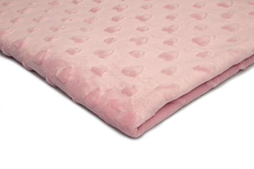 Minkee flauschiger Plüschstoff mit geprägten Herzen 50x155 cm (Hell-Pink) von Orient Fashion