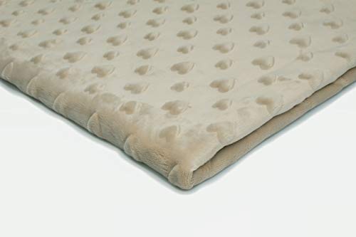 Minkee flauschiger Plüschstoff mit geprägten Herzen 50x155 cm (Hell beige) von Orient Fashion