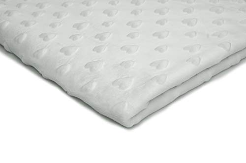 Minkee flauschiger Plüschstoff mit geprägten Herzen 50x155 cm (Weiß) von Orient Fashion