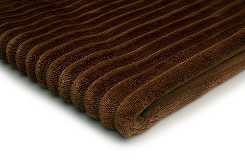 Plüschiger, gestreifter Strickstoff, Kunstfell 50x160 cm (Dunkle Toffees) von Orient Fashion