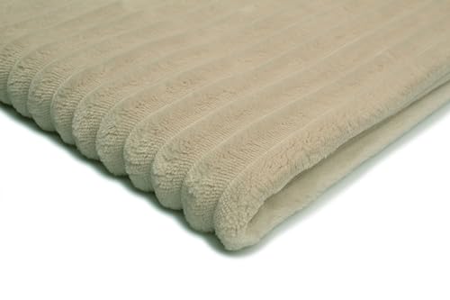 Plüschiger, gestreifter Strickstoff, Kunstfell 50x160 cm (Hell beige) von Orient Fashion