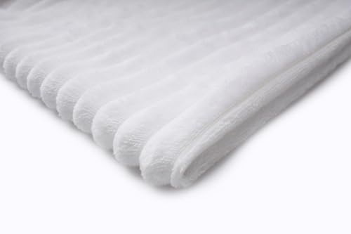 Plüschiger, gestreifter Strickstoff, Kunstfell 50x160 cm (Weiß) von Orient Fashion