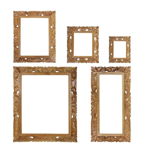Oriental Galerie Rustikaler Bilderrahmen aus Holz Foto Rahmen Schnitzerei Wand Deko Ohne Glas, Farbe:Hellbraun, Größe:20x25 cm von Oriental Galerie
