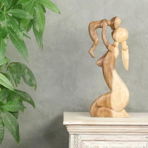 Oriental Galerie Figur Holz Holzfigur Abstrakt Deko Dekofigur Mutter mit Kind Designer Skulptur Natur 50 cm von Oriental Galerie