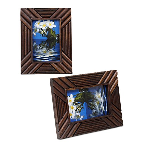 Oriental Galerie Rustikaler Bilderrahmen aus Holz Fotorahmen Rahmen Landhausstil Thailand Braun, Design:B4;Größe:10x15 cm von Oriental Galerie