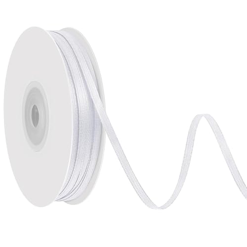 91 m Schleifenband, 3 mm Satinband Geschenkband, Band Stoffband Dekoband für Kommunion Deko Hochzeit Geburtstag Taufe Geschenkverpackung Basteln (Weiss) von Oriental eLife