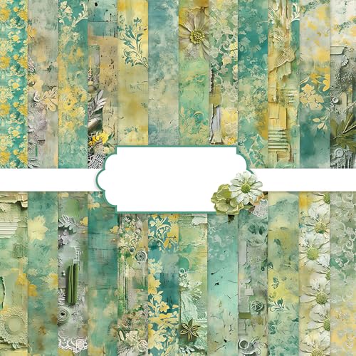 24 Blatt Scrapbooking Kartenblock 30,5 cm doppelseitiges Musterpapier 24 Designs Dekorpapier für DIY Foto und Album Dekoration (Grün, 30,5 cm) von Oriental riverkit