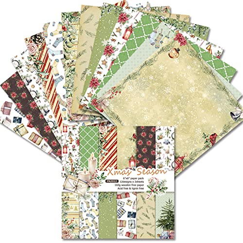 24 Blatt Scrapbooking Papier, 6 Zoll Weihnachten Motivpapier, 12 Muster, Einseitig, Vintage Design, für DIY Handwerk Foto Hintergrund Deko von Oriental riverkit