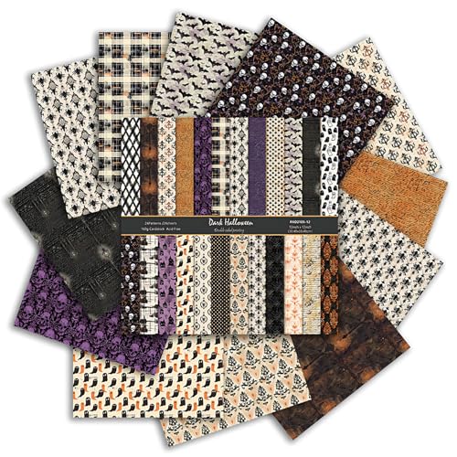 Scrapbook Papier, 30,5 x 30,5 cm, 24 Blatt Scrapbooking Papier, 24 Muster Doppelseitiges Motivpapier, Decorative Craft Paper, Dekorpapier für Halloween, Scrapbook und Fotoalbum (Violett, 12 Inch) von Oriental riverkit
