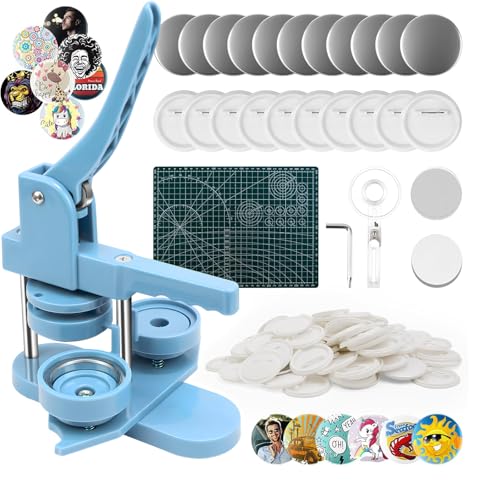 Buttonmaschine 58mm, Orifesio Button Maschine mit 100 Zubehör & Kreisschneider & Schneidematte, Buttons Selber Machen, Button Maker Machine 2,25 Zoll, DIY Pin Maker Machine Set, Badge Making Machine von Orifesio