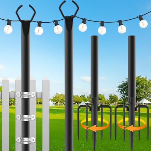 Orifesio 2 Pack Lichterketten Halterung Outdoor, 3M/10FT Lichterkette Stange Außen mit Gabel, String Light Poles, Metallstangen für Draußen, Terrasse, Garten, Deck, Hochzeit, Party, Weihnachten Orifesio 2 Pack Lichterketten Halterung Outdoor, 3M/10FT Lichterkette Stange Außen mit Gabel, String Light Poles, Metallstangen für Draußen, Terrasse, Garten, Deck, Hochzeit, Party, Weihnachten von Orifesio