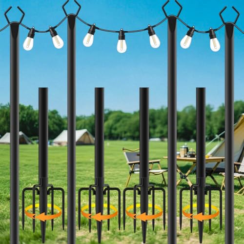 Orifesio 4 Pack Lichterketten Halterung Outdoor, 3M/10FT Lichterkette Stange Außen mit Gabel, String Light Poles, Metallstangen für Draußen, Terrasse, Garten, Deck, Hochzeit, Party, Weihnachten Orifesio 4 Pack Lichterketten Halterung Outdoor, 3M/10FT Lichterkette Stange Außen mit Gabel, String Light Poles, Metallstangen für Draußen, Terrasse, Garten, Deck, Hochzeit, Party, Weihnachten von Orifesio