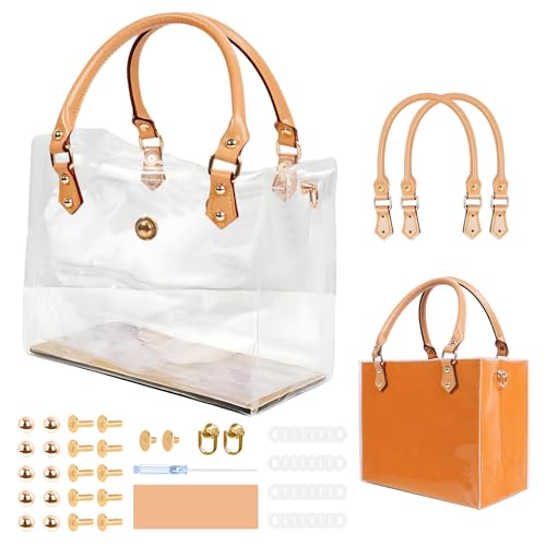 Orifesio Transparente Handtasche, Klar PVC DIY Tote Tasche Making Kit, Durchsichtige Tragetasche, DIY Taschen Set, Handgefertigte Geschenktüten Zubehör, Geschenktüten-Makeover, Transparent Bag Set, B von Orifesio