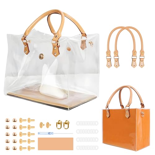 Orifesio Transparente Handtasche, Klar PVC DIY Tote Tasche Making Kit, Durchsichtige Tragetasche, DIY Taschen Set, Handgefertigte Geschenktüten Zubehör, Geschenktüten-Makeover, Transparent Bag Set, A von Orifesio