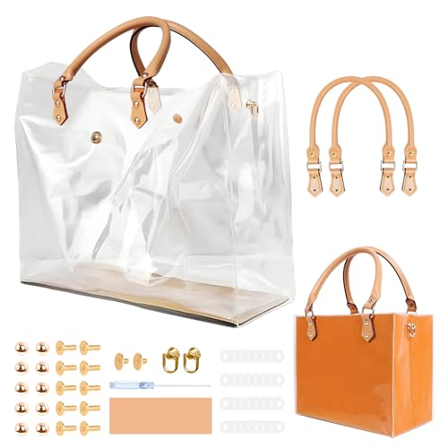 Orifesio Transparente Handtasche, Klar PVC DIY Tote Tasche Making Kit, Durchsichtige Tragetasche, DIY Taschen Set, Handgefertigte Geschenktüten Zubehör, Geschenktüten-Makeover, Transparent Bag Set, D von Orifesio