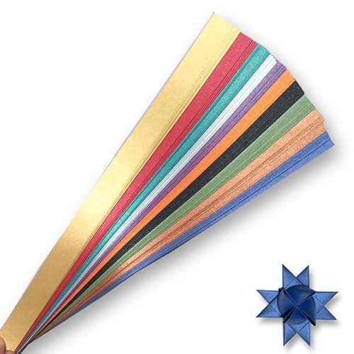 Metallische Papierstreifen für Webprojekte, mehrfarbige Packungen, 100 Streifen pro Packung (0,95 x 38,1 cm) für Mährische, deutsche und Fröbelsterne von Origami Joy