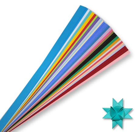 Multicolor Mix Papierstreifen für Webprojekte (Multi Color Packs), Papierstreifen für Fröbelsterne, deutsche Sterne und Fröbelsterne, 100 Streifen pro Packung (2,5 x 63,5 cm) von Origami Joy