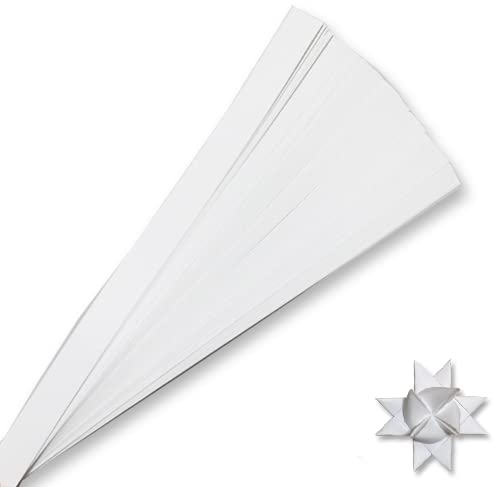 Weiße Papierstreifen für Webprojekte (einfarbige Packungen) Papierstreifen für Fröbelsterne, deutsche Sterne und Fröbelsterne, 50 Streifen pro Packung (Weiß, 2,5 x 63,5 cm) von Origami Joy