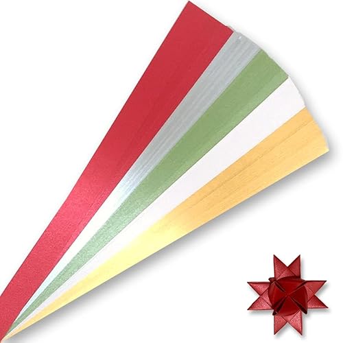 Xmas Papierstreifen für Webprojekte, Papierstreifen für Fröbelsterne, Fröbelsterne, 100 Streifen pro Packung (2,5 x 63,5 cm) von Origami Joy