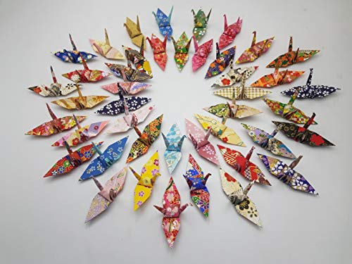 100 Origami-Papierkran Washi-Papier gemischte Muster Origami-Kran aus 3 x 3 Zoll japanischem Druck Chiyogami-Papier Kunst Ornament Dekoration von Origamipolly