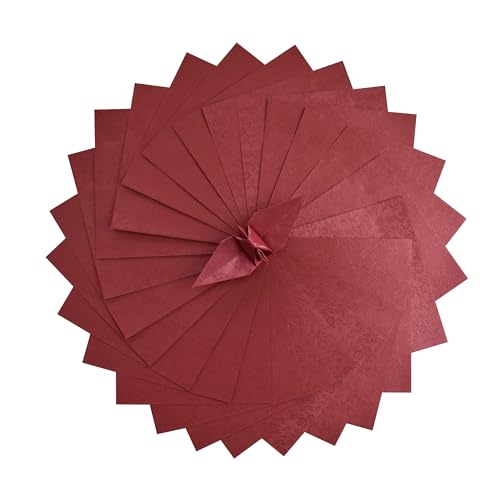 Origami-Papierbögen, Blumenmuster, Prägung, Perlenbeschichtung für Faltpapier, Origami-Kraniche, Scrapbook, Rot, 15,2 x 15,2 cm, 100 Stück von Origamipolly