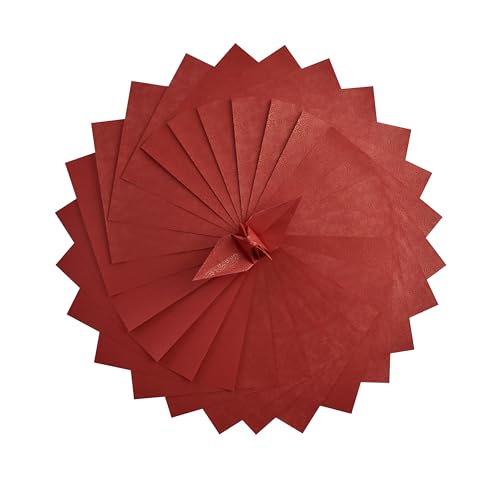 Origami-Papierbögen, Blumenmuster, Prägung, Perlenbeschichtung für Faltpapier, Origami-Kraniche, Scrapbook (rotgoldenes Muster, 15,2 x 15,2 cm), 100 Stück von Origamipolly