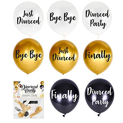 Original Cup® - 8 bedruckte Luftballons für Divorce Party - Dekoration für Scheidungspartys - Themenparty für frisch Geschiedene - 100% Fun Geschenkidee für Frauen und Männer von Original Cup