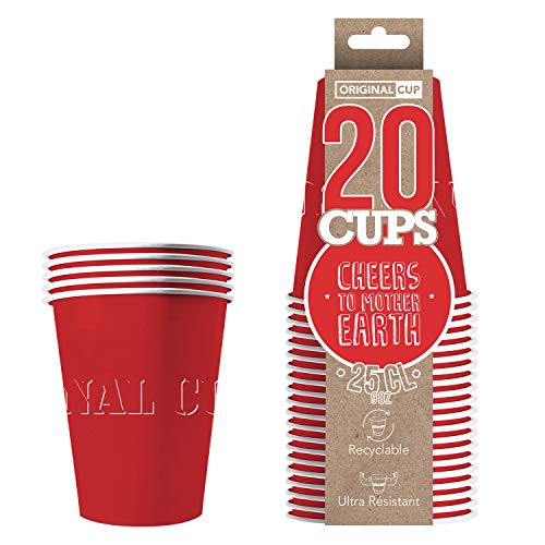 Original Cup 20 amerikanische Becher, recycelbar, Karton, 25 cl, Rot, Einheitsgröße Original Cup 20 amerikanische Becher, recycelbar, Karton, 25 cl, Rot, Einheitsgröße von Original Cup