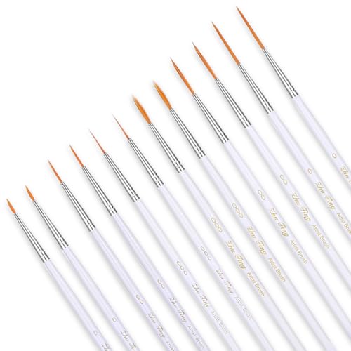 12 Stück Aquarellpinsel Set, Malen Nach Zahlen Pinsel, Pinsel Malen Nach Zahlen, Aquarell Pinselset, für Acryl öl Gouache Aquarell Nailart Modelliermodelle Wasserfarben von Orixo