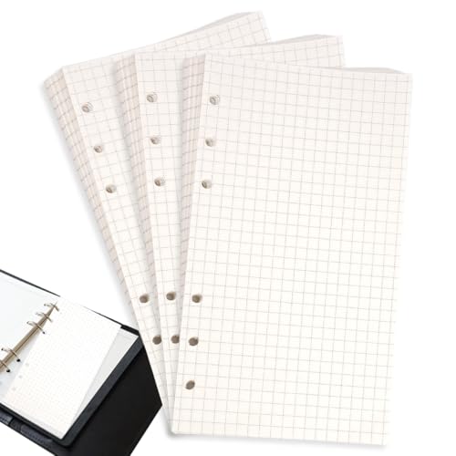 180 Blätter A6 Refill Ringbucheinlagen 6 Loch Refill Paper, Kariert Papier Nachfüllbare Paper Nachfülleinlagen, Ringbuch Notizbuch Nachfüllpapier für Notizbuch, Tagbuch, Skizze, Malerei 17Cm X 9.5Cm 180 Blätter A6 Refill Ringbucheinlagen 6 Loch Refill Paper, Kariert Papier Nachfüllbare Paper Nachfülleinlagen, Ringbuch Notizbuch Nachfüllpapier für Notizbuch, Tagbuch, Skizze, Malerei 17Cm X 9.5Cm von Orixo