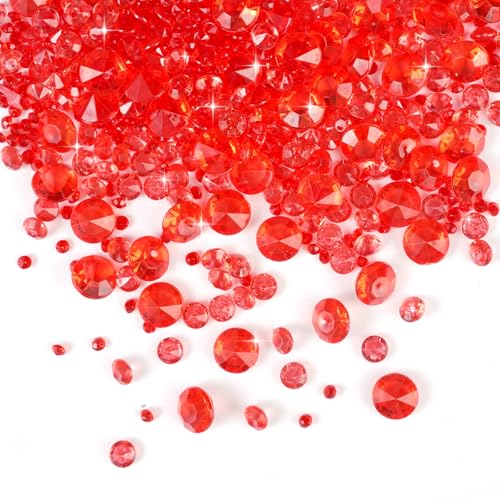 4000 Stück Diamanten Deko Rote, Streudeko Diamanten, Glitzernde Deko Kristallsteine, für Hochzeitsdekorationen, Tischaufsätze, Vasenfüller, Valentinstag, Partydekorationen (3 Größen: 3mm/6mm/10mm) 4000 Stück Diamanten Deko Rote, Streudeko Diamanten, Glitzernde Deko Kristallsteine, für Hochzeitsdekorationen, Tischaufsätze, Vasenfüller, Valentinstag, Partydekorationen (3 Größen: 3mm/6mm/10mm) von Orixo
