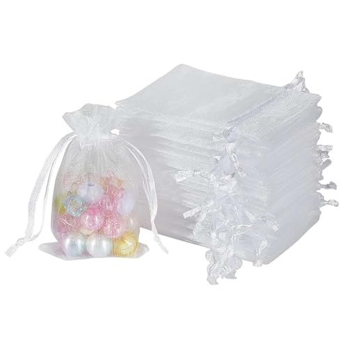 Orixo 100 Stück Weiß Organzasäckchen Groß, 14 X 18 Cm Organzabeutel Mit Zugband, Hochzeit Kleine Geschenktüten, Schmuckbeutel, Schmuck Organzasäckchen Klein Für Party, Hochzeit, Weihnachten von Orixo