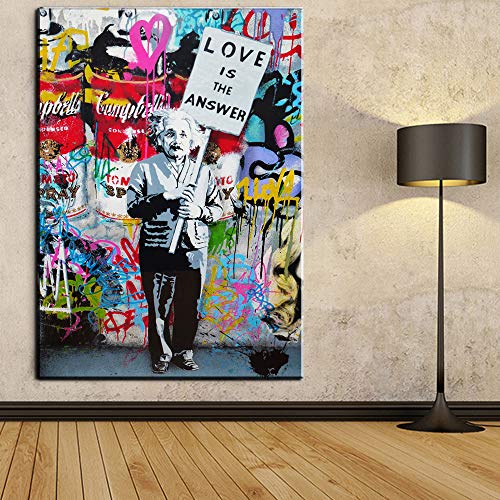 Orlco Art Graffiti Künstlerleinwand Gemälde Einstein Kunst Druck Straßenkunst Urbane Malerei Kunst Farbenfroh, canvas, Einstein, 48" X 32" (120 X 80cm) von Orlco Art