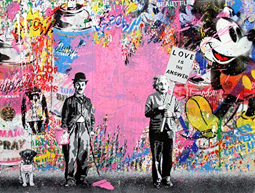 Orlco Art Graffiti Künstlerleinwand Gemälde Einstein Kunst Druck Straßenkunst Urbane Malerei Kunst Farbenfroh, canvas, rose, 48" X 32" (120 X 80cm)With the stretched von Orlco Art