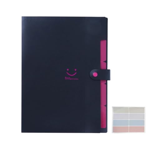 A4 Fächermappe Mit 5 Fächer, Postmappe Ordnungsmappe A4, Datei Organizer mit Etiketten, Document Organizer Für Zuhause, Büro, Schule (Black) von Ormromra